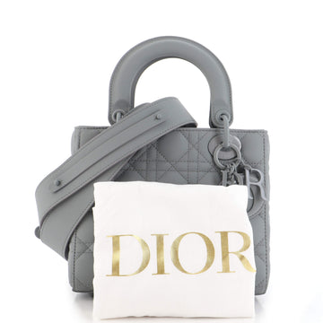 Dior Lady Dior Medium Bag in Matte Grey Cannage Calfskin with Black Hardware 20 cm