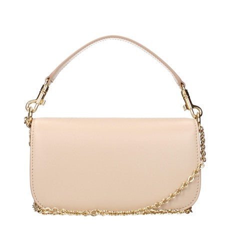 Dolce & Gabbana Shoulder bag in Beige made of calfskin leather with a Gold Chain DG logo