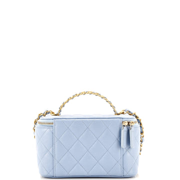 Chanel Vanity Case in Light Blue Quilted Lambskin with Gold Hardware 17 cm