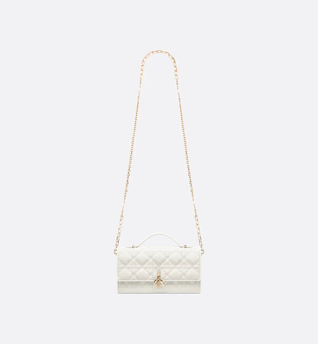 Dior Lady Dior Top Handle Bag in White Quilted Lambskin with Gold Hardware – 20 cm