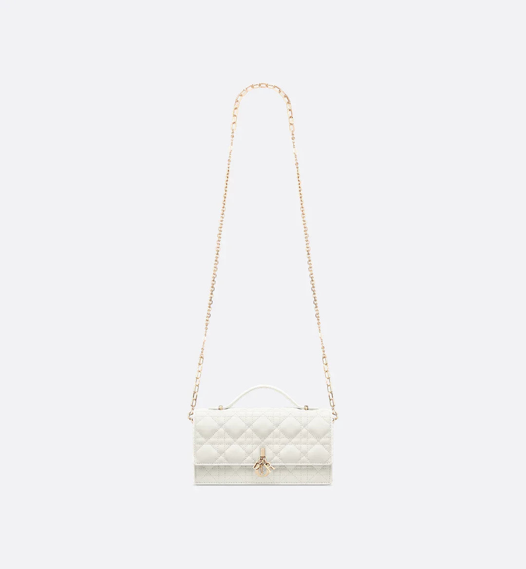 Dior Lady Dior Top Handle Bag in White Quilted Lambskin with Gold Hardware – 20 cm