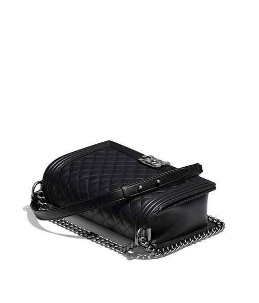Chanel Boy Bag in Black Quilted Lambskin with Silver Hardware