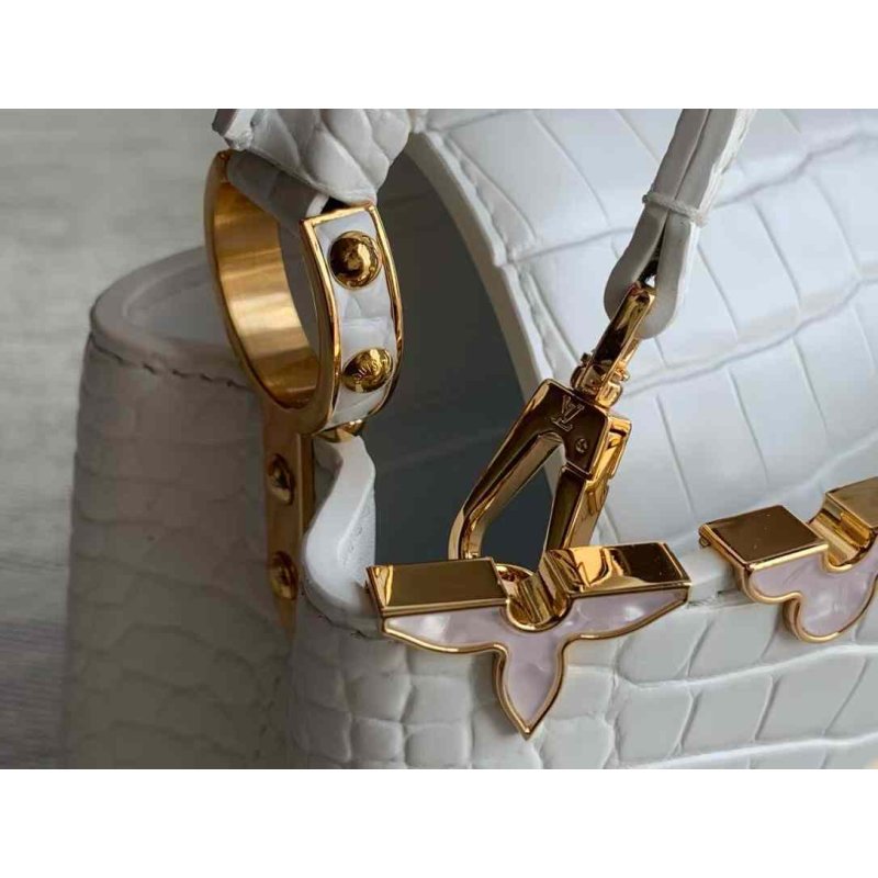 Louis Vuitton Capucines Mini Bag in Burgundy Snake-Embossed Leather with Gold Hardware 21 cm
