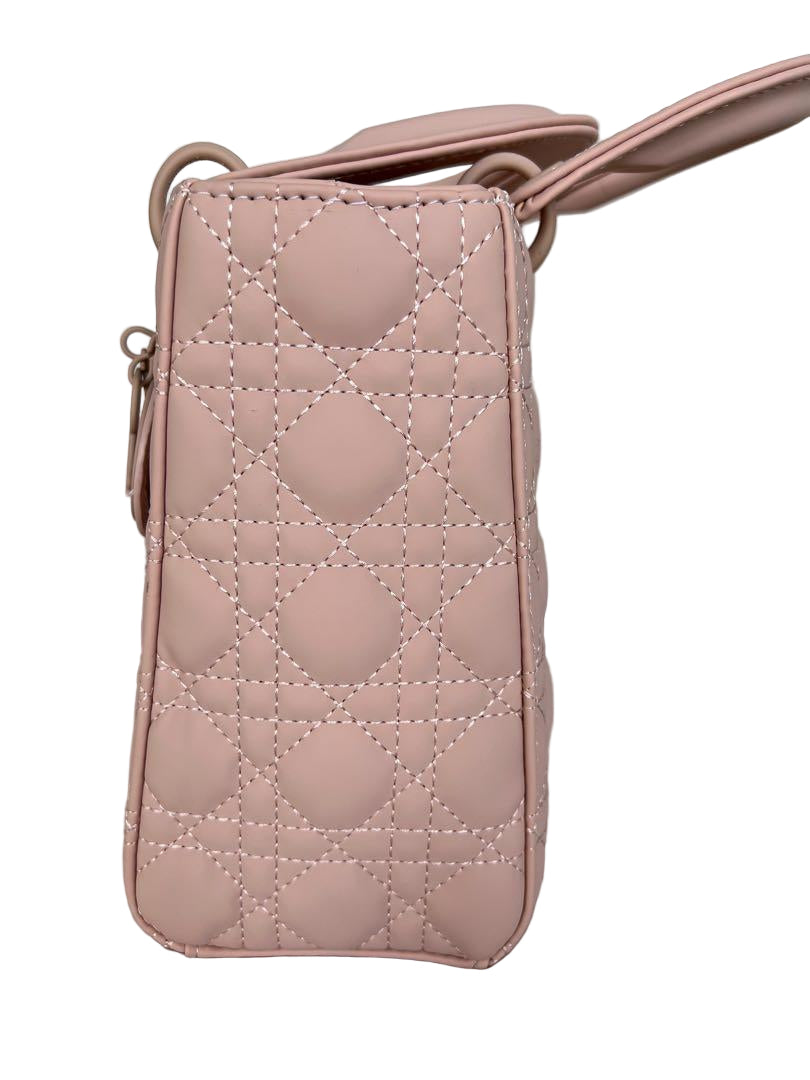 Dior Lady Dior Medium Bag in Matte Rose Cannage Calfskin with Black Hardware 20 cm