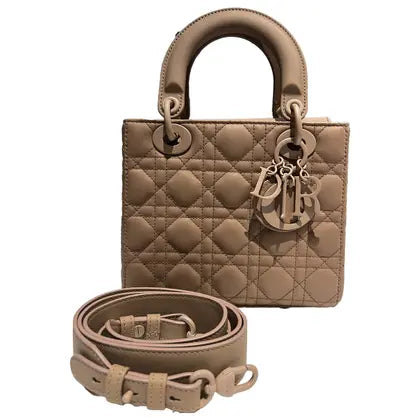 Dior Lady Dior Medium Bag in Matte Brown Cannage Calfskin with Black Hardware 20 cm