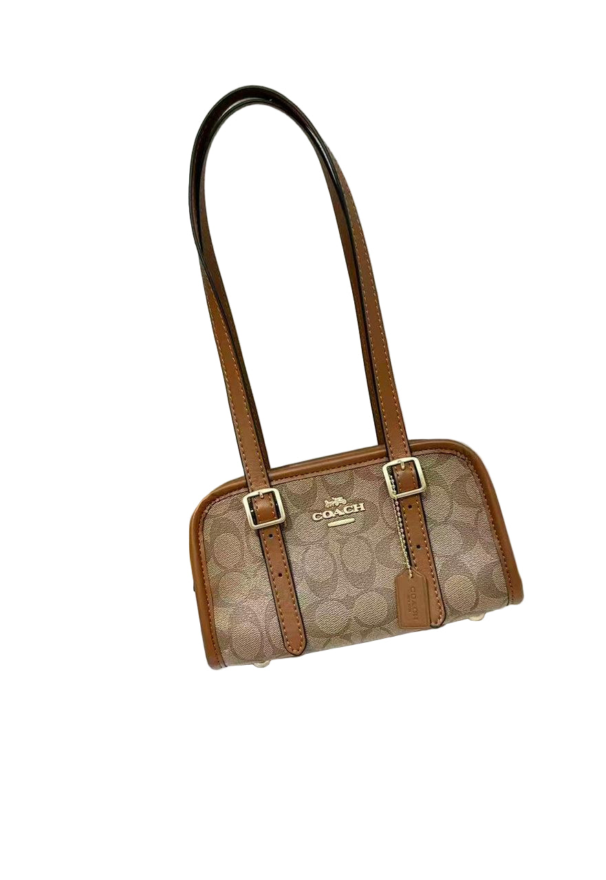 Coach Shoulder Bag in beige and 37/gold Signature Canvas 20 cm