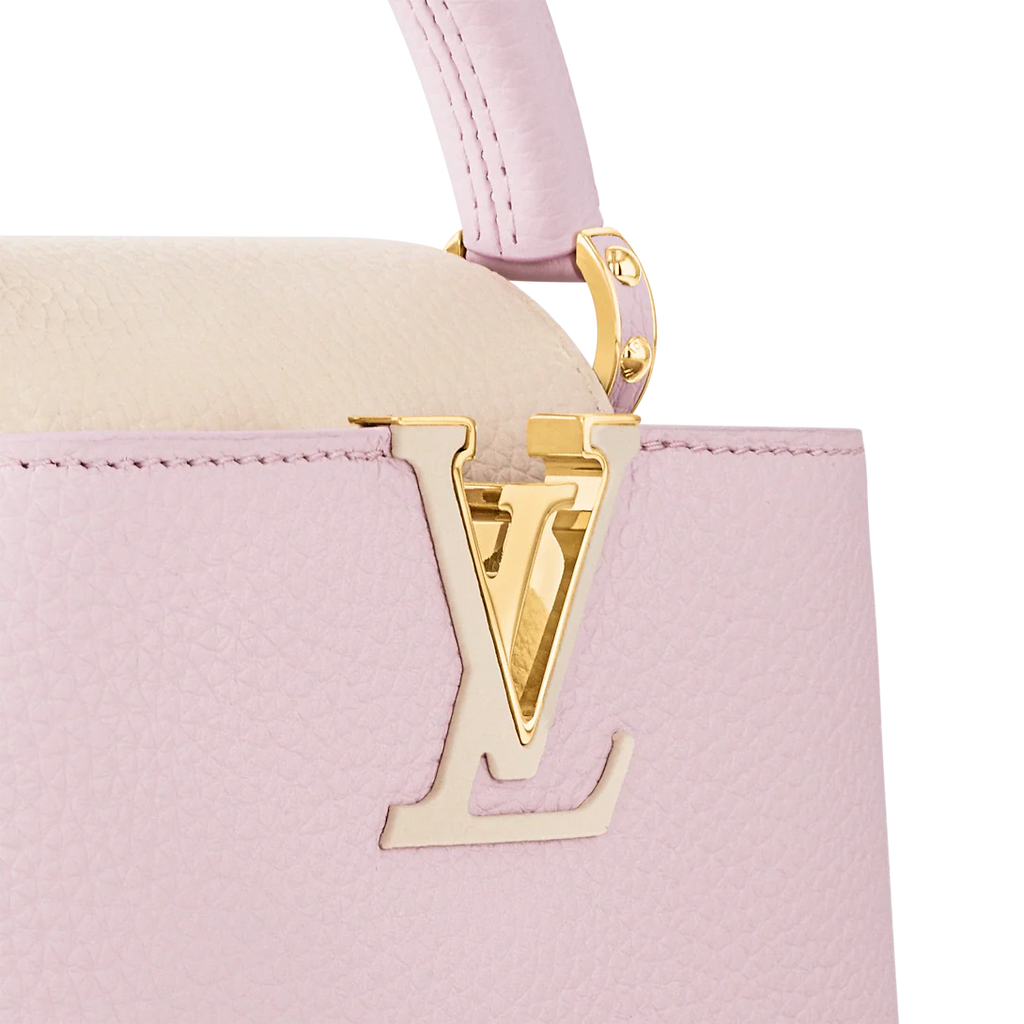 Louis Vuitton Capucines Mini Bag in Rose Grained Leather and Gold Hardware 22 cm