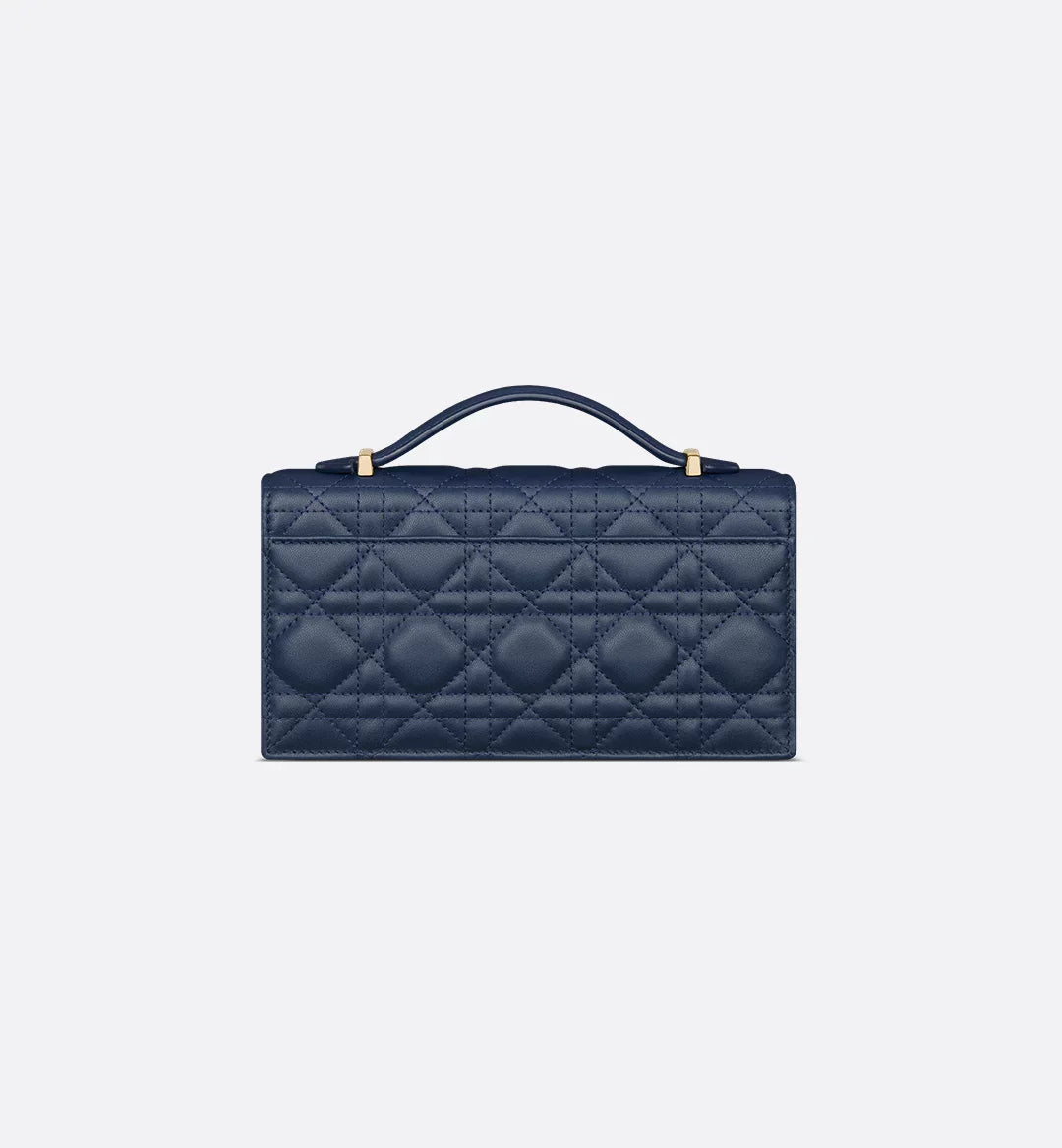 Dior Lady Dior Top Handle Bag in Navy Blue Quilted Lambskin with Gold Hardware – 20 cm