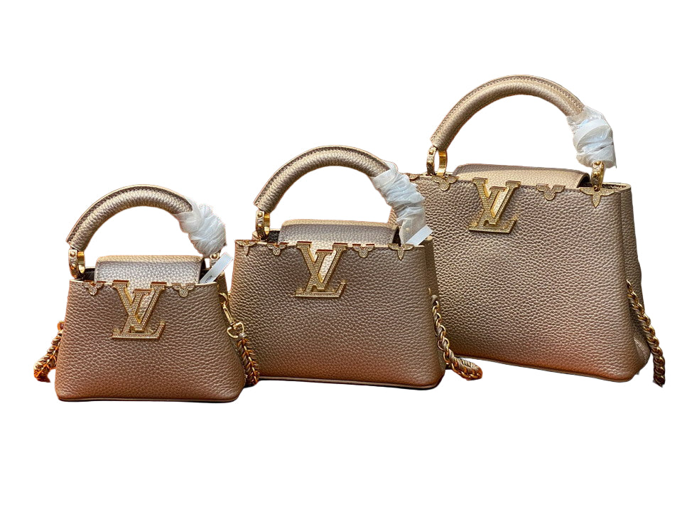 Louis Vuitton Capucines BB in Gold Grained Taurillon Leather with Gold Hardware