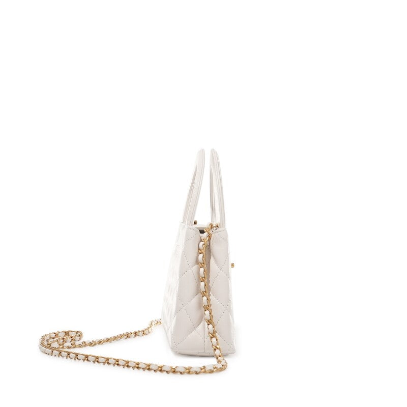 Chanel Mini Kelly White Quilted Aged Calfskin with Gold Hardware – 18 cm