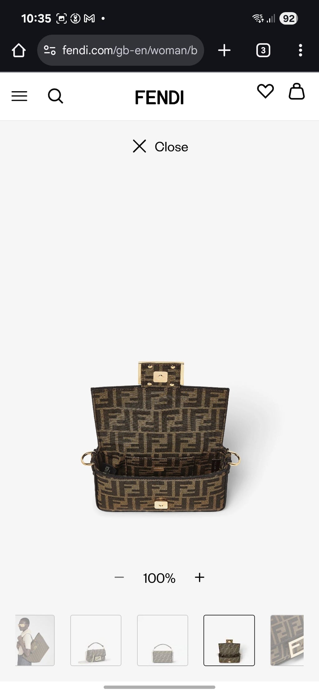 Fendi Baguette Bag in Brown FF Canvas with Gold Hardware 26 cm