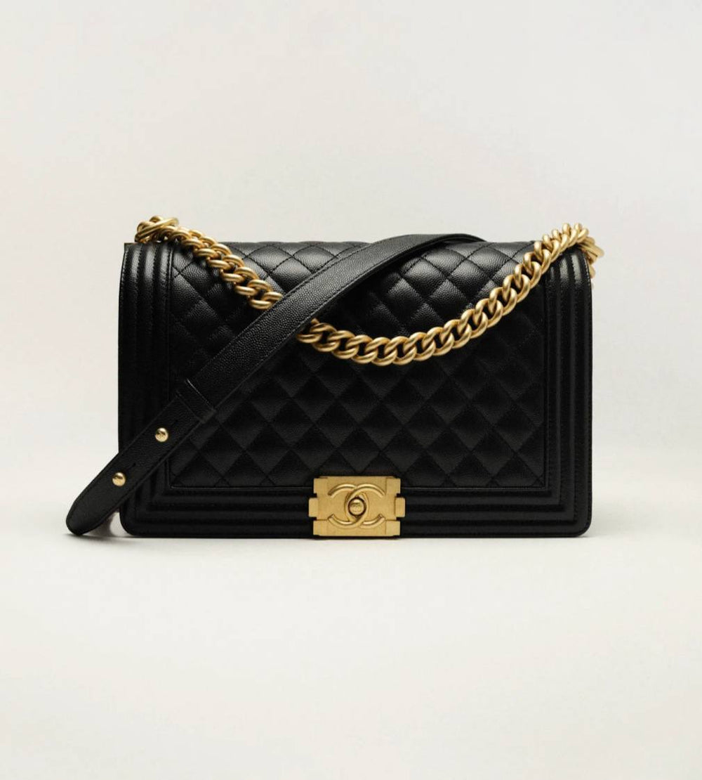 Chanel Boy Bag in Black Quilted Lambskin with Gold Hardware