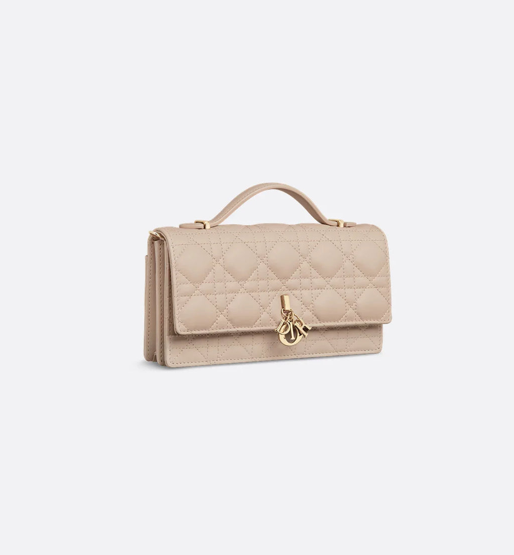 Dior Lady Dior Top Handle Bag in beige Quilted Lambskin with Gold Hardware – 20 cm