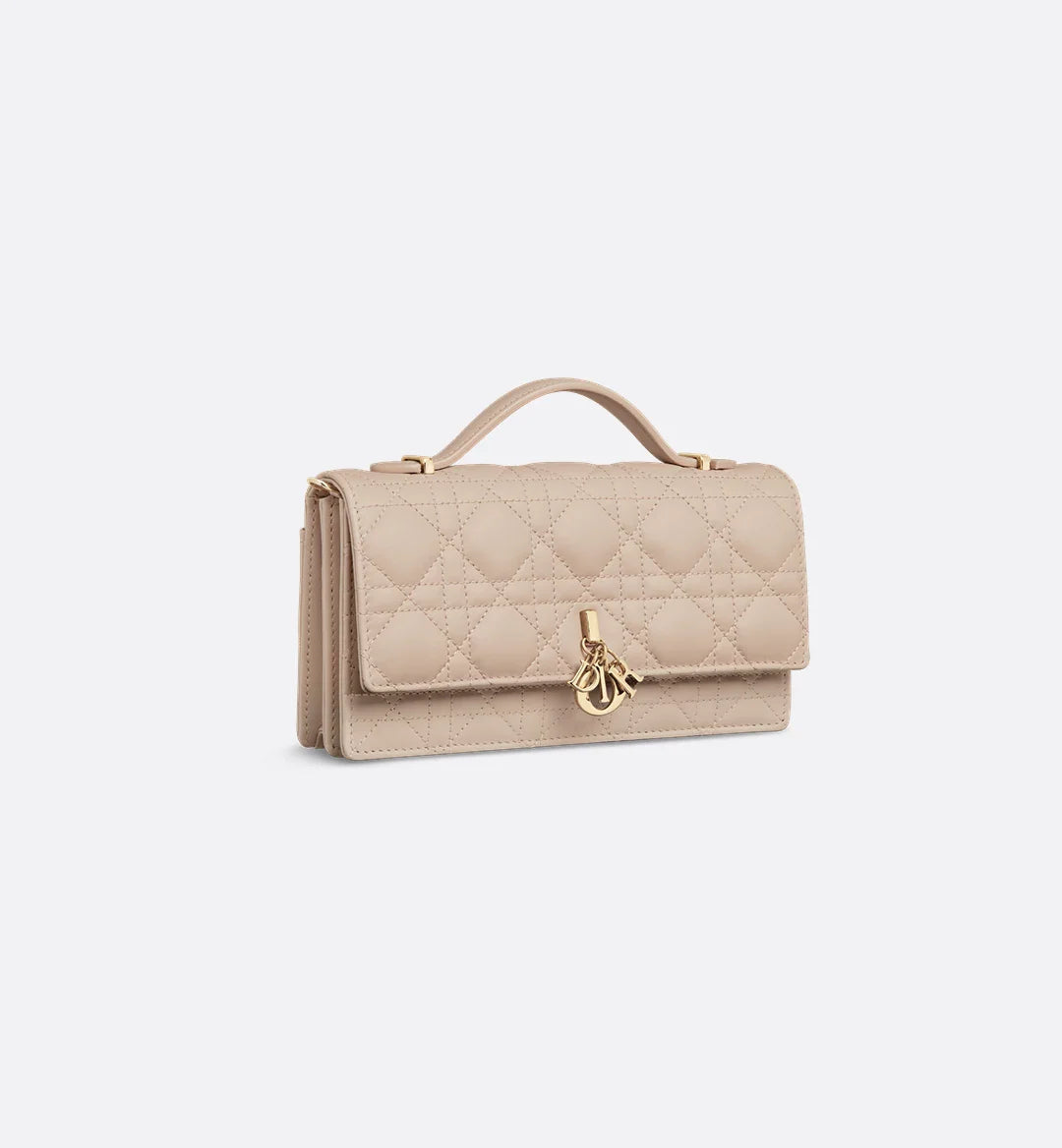 Dior Lady Dior Top Handle Bag in beige Quilted Lambskin with Gold Hardware – 20 cm