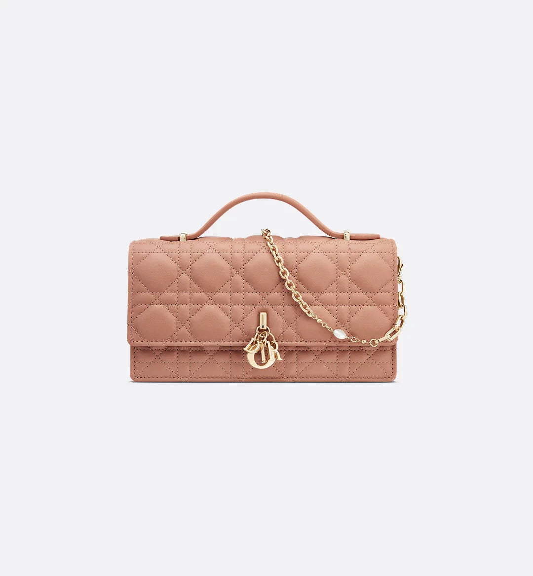 Dior Lady Dior Top Handle Bag in Pink Quilted Lambskin with Gold Hardware – 20 cm