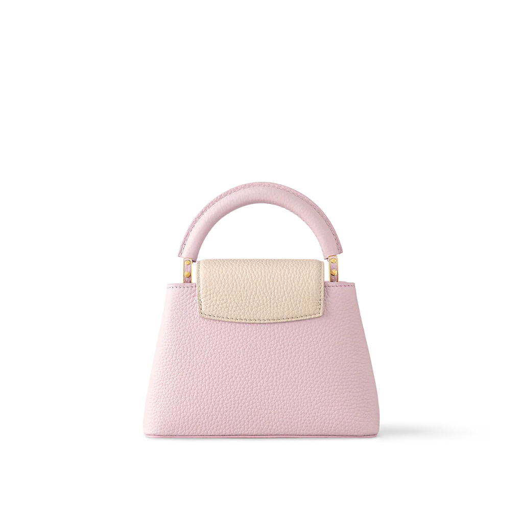 Louis Vuitton Capucines Mini Bag in Rose Grained Leather and Gold Hardware 22 cm