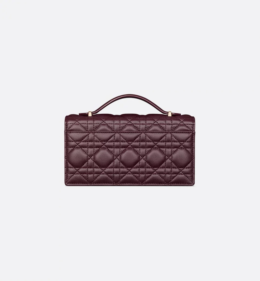 Dior Lady Dior Top Handle Bag in Burgundy Quilted Lambskin with Gold Hardware – 20 cm