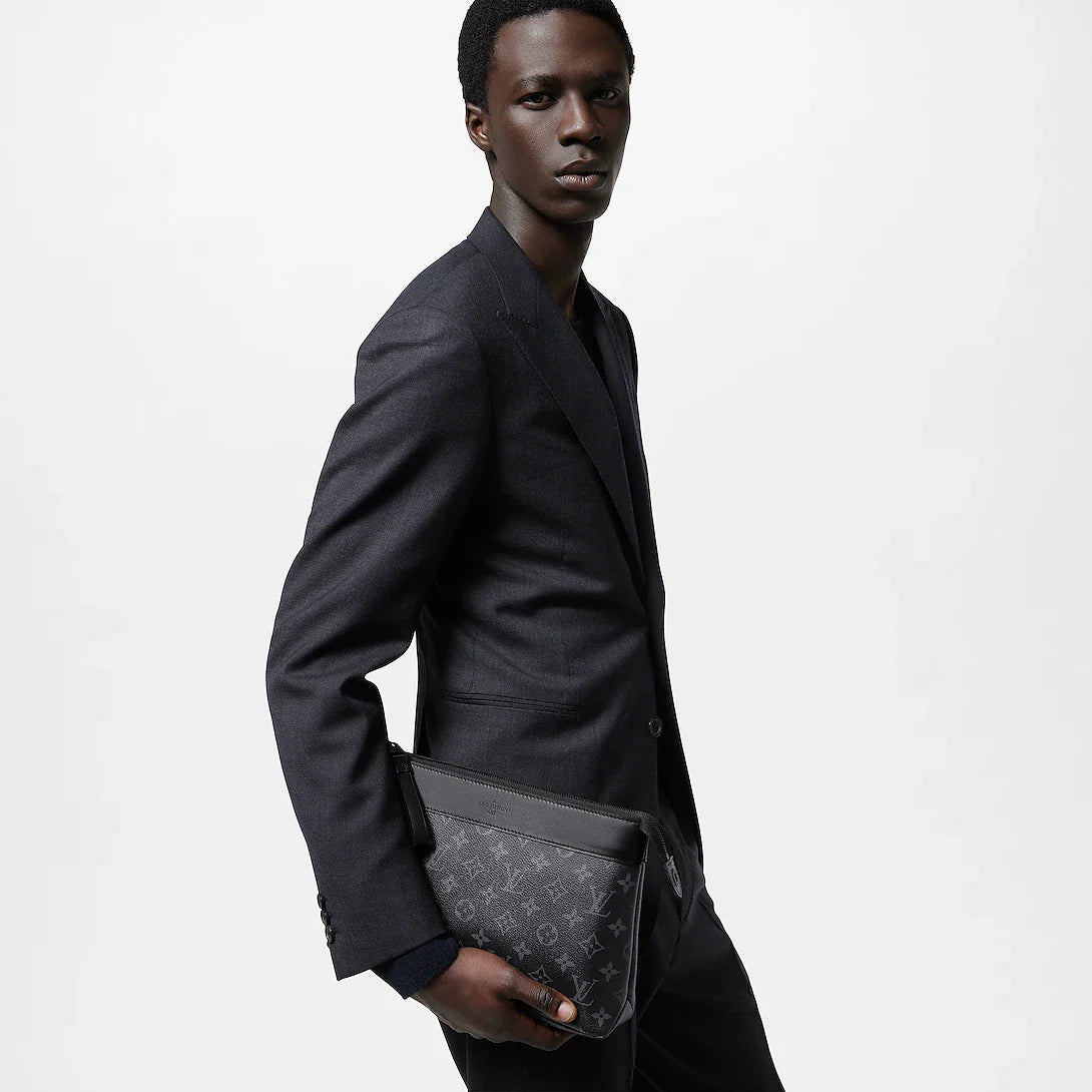 Louis Vuitton Pochette Volga in Monogram Eclipse Canvas Black / Grey with Black Hardware 27 cm