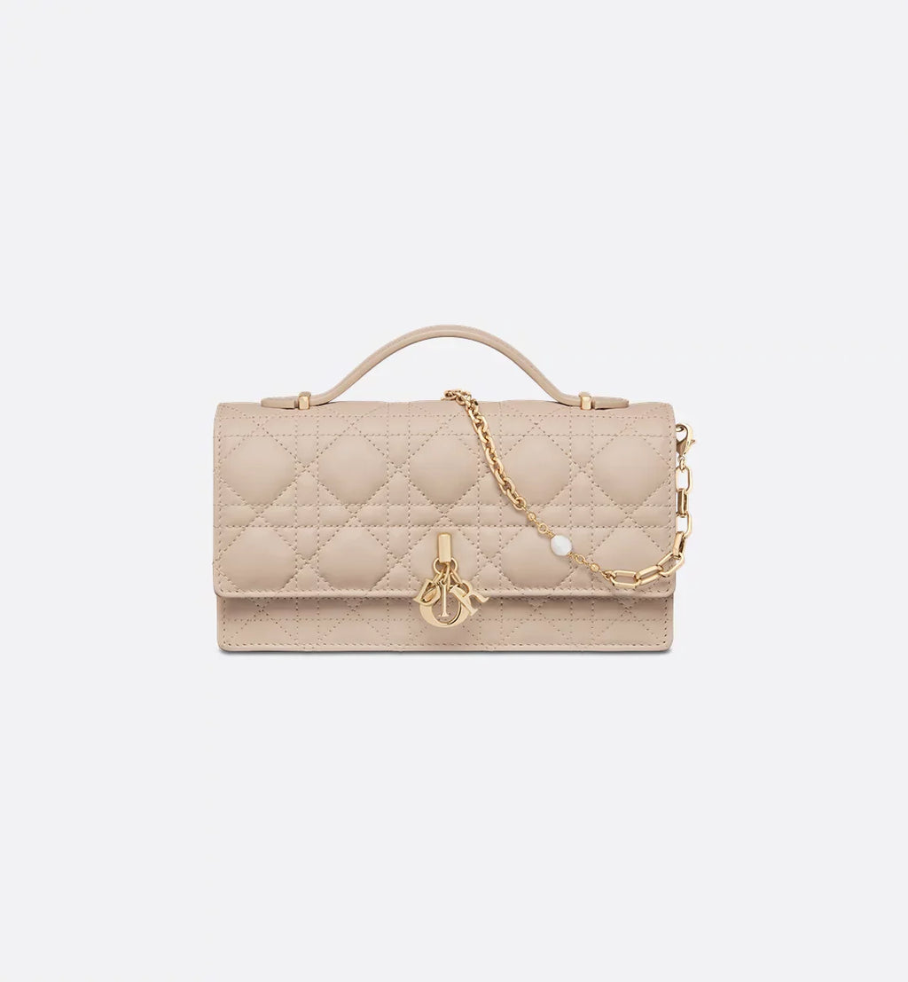Dior Lady Dior Top Handle Bag in beige Quilted Lambskin with Gold Hardware – 20 cm