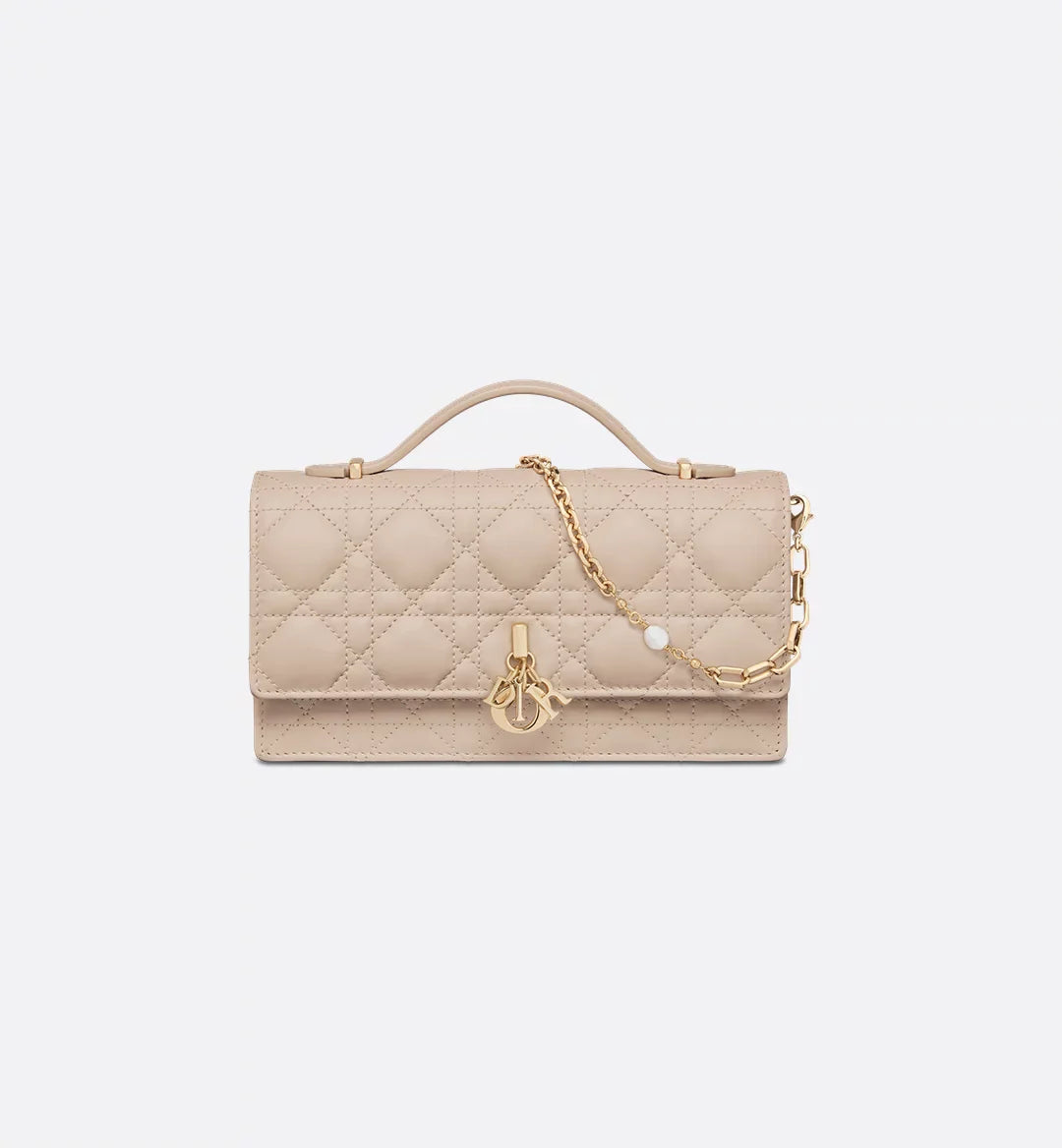 Dior Lady Dior Top Handle Bag in beige Quilted Lambskin with Gold Hardware – 20 cm