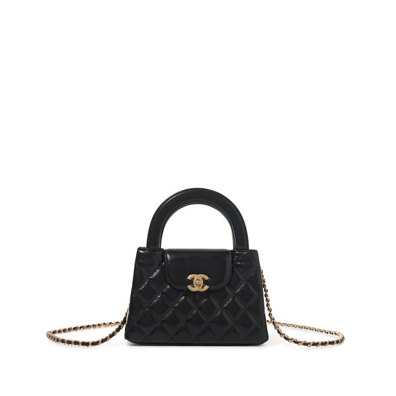 Chanel Mini Kelly Black Quilted Aged Calfskin with Gold Hardware – 18 cm