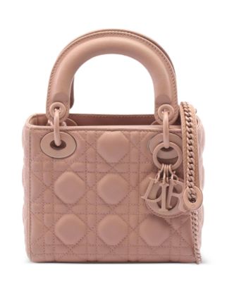 Dior Lady Dior Medium Bag in Matte Rose Cannage Calfskin with Black Hardware 20 cm