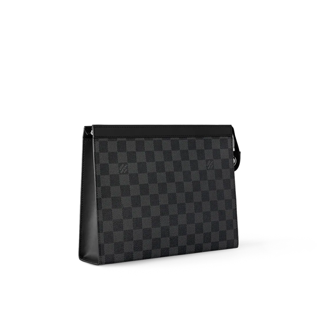 Louis Vuitton Pochette Volga in Damier Graphite Canvas Black & Grey with Black Hardware 27 cm